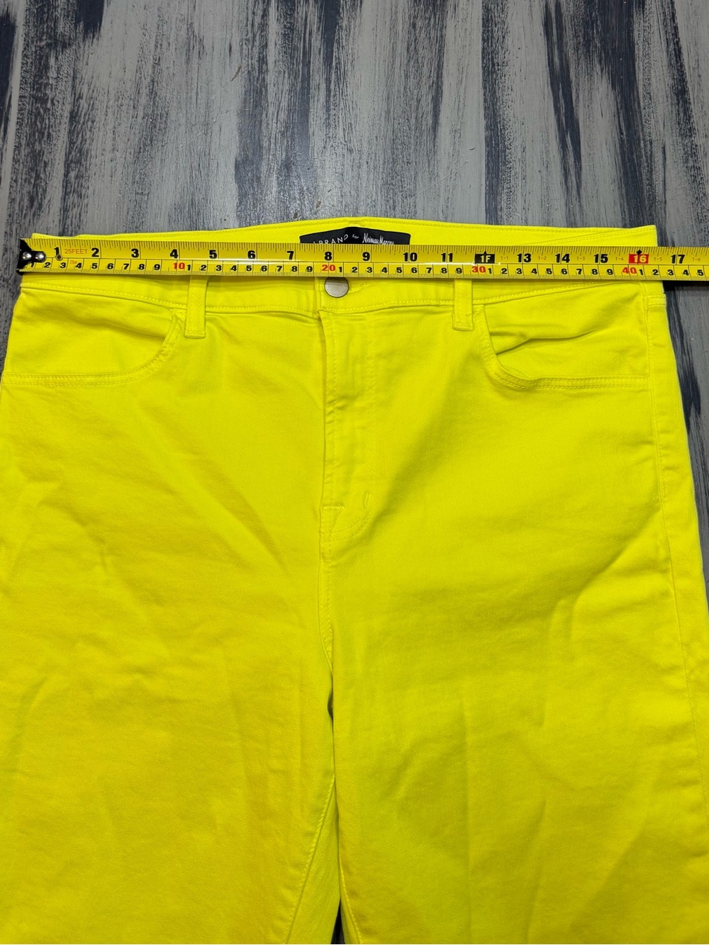 J BRAND Yellow Cropped Skinny Jeans Raw Fringe Hem Lemongrass Canary Denim 32 - Picture 4 of 15